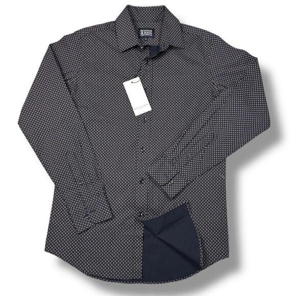 NWT Scotch & Soda Amsterdam Dress Shirt Sz 15 32/33 Geometric Brown/Pink $180 - Picture 1 of 11